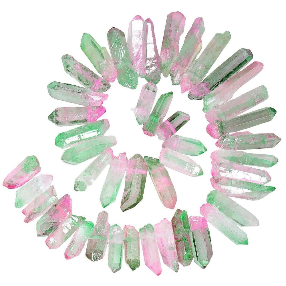 5878 Titanium Coated Rock Crystal Points Quartz Top Drilled Stone Loose